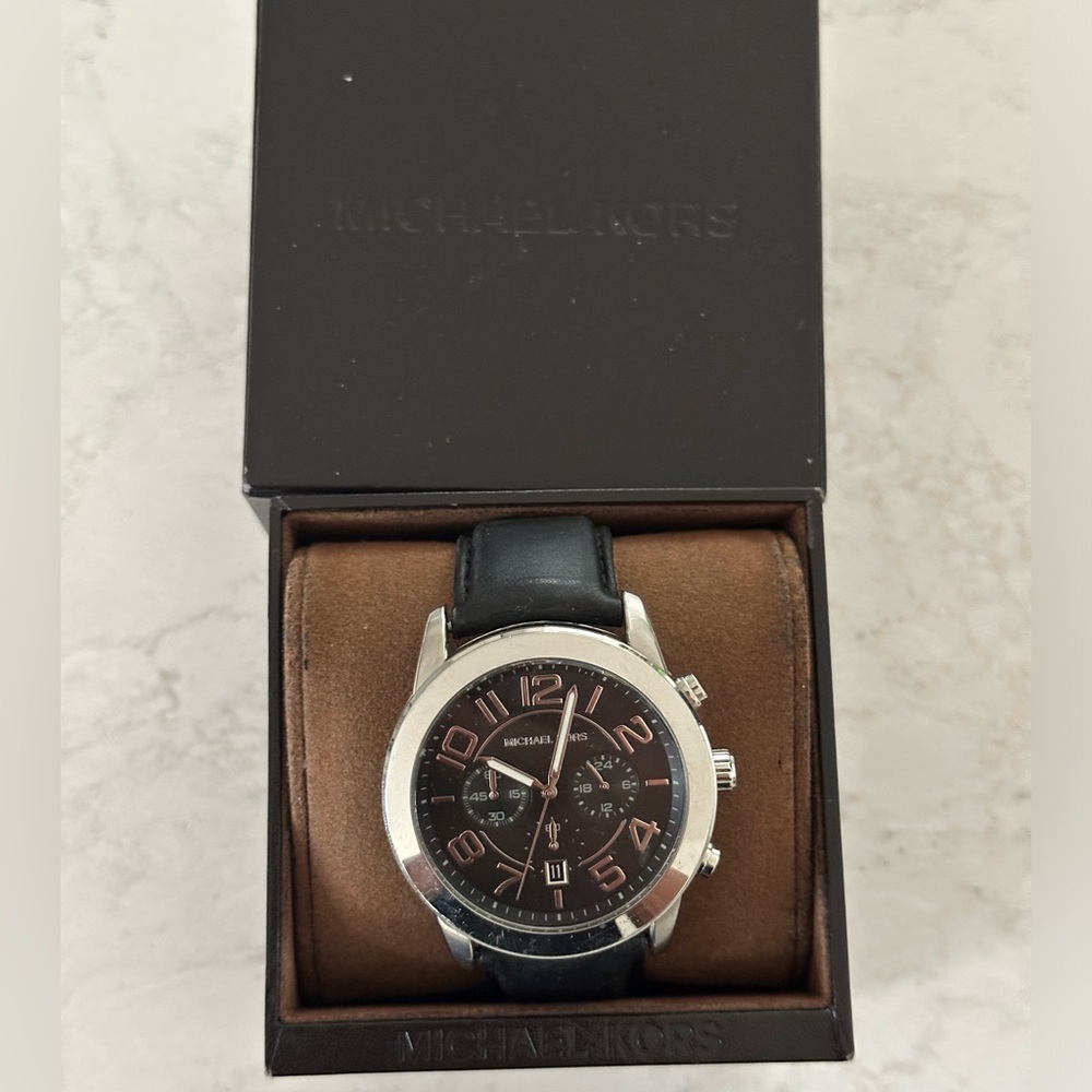 Michael Kors Black Dial Silver Case Watch